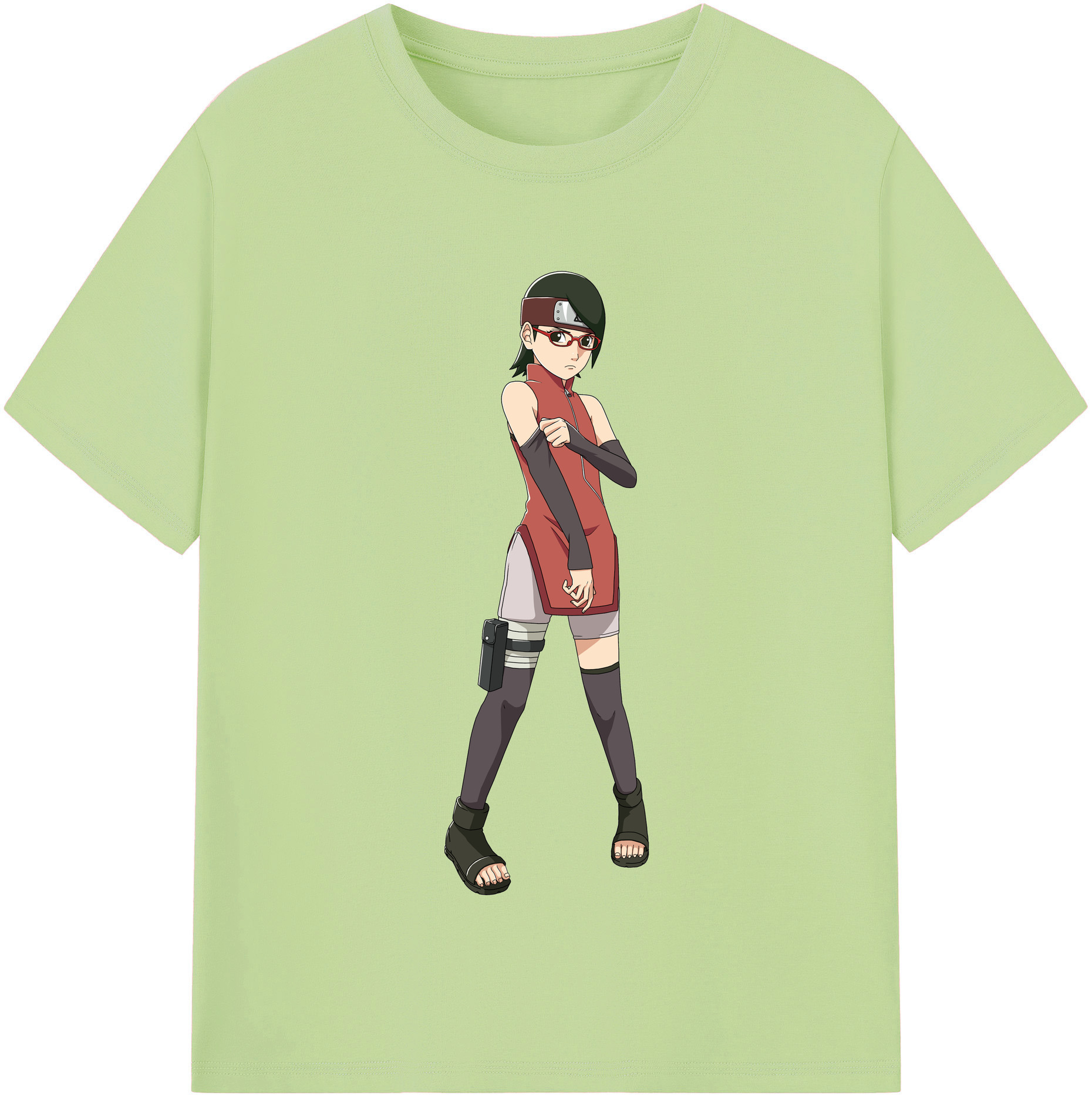 （画像用） NARUTO -ナルト- うちは サラダ Uchiha Sarada 綿100％半袖Tシャツ（フロントプリント）